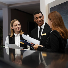 Hotel reception and staff